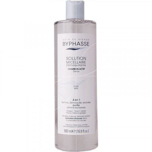 BYPHASSE SOLUTION MICELLAIRE DEMAQUILLANTE 4 EN 1 AU CHARBON ACTIF 500ML