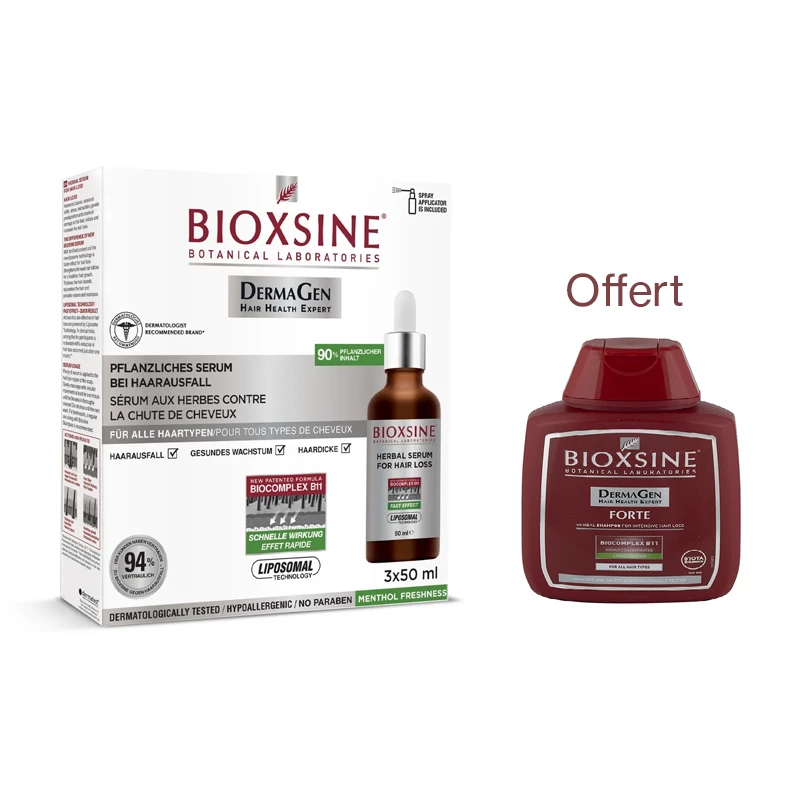 Bioxsine Sérum Anti-Chute Ampoule + Bioxsine Dermagen Forte Shampoing OFFERT