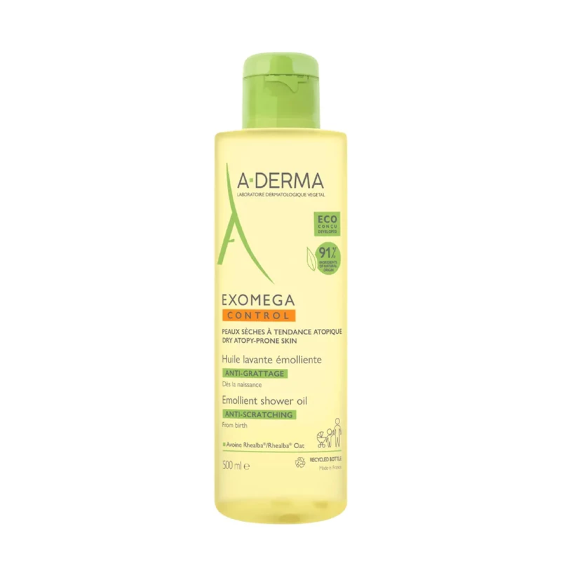 A-DERMA EXOMEGA CONTROL Huile lavante émolliente anti-grattage, 500ML