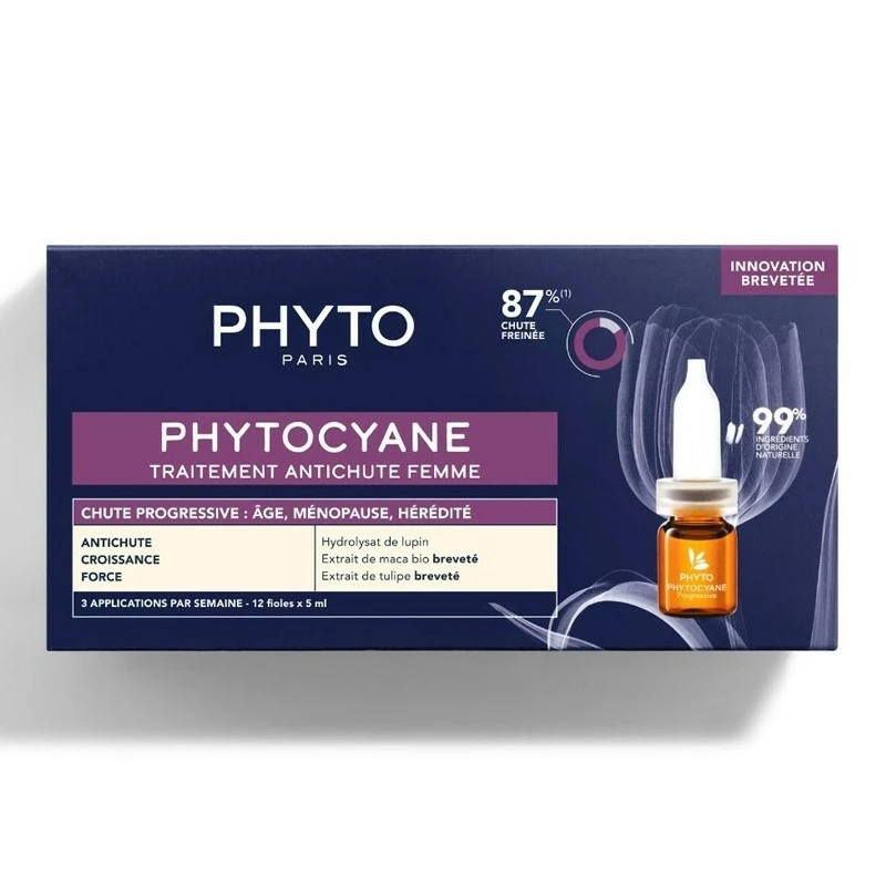 PHYTO PHYTOCYANE anti chute progressive femme,12 ampoule