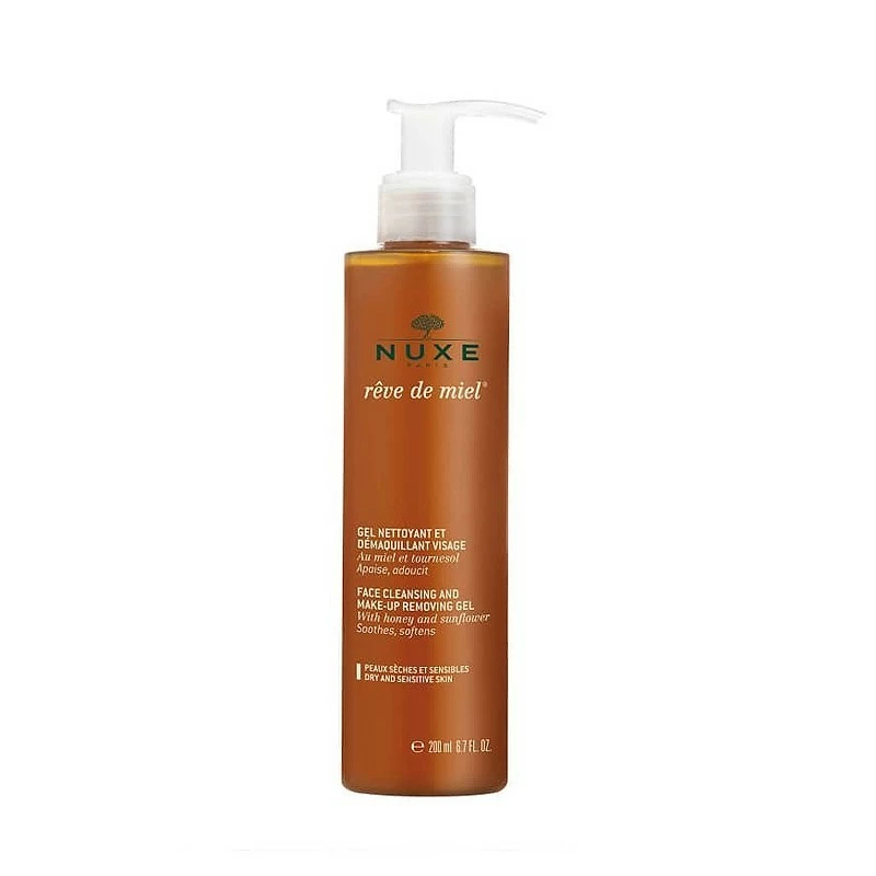 NUXE Rêve de miel Gel nettoyant et démaquillant visage, 200ml