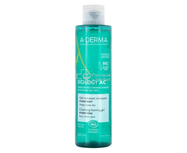 A-Derma BIOLOGY AC Gel Moussant Nettoyant Purifiant 200ml