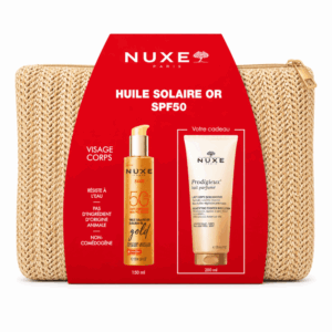 NUXE - HUILE SOLAIRE OR SPF50 + LAIT DE CORPS SUBLIMATEUR 200ML ET TROUSSE OFFERTES
